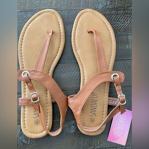 NWT Women’s Brown Flat Thong Sandals, Sz 11